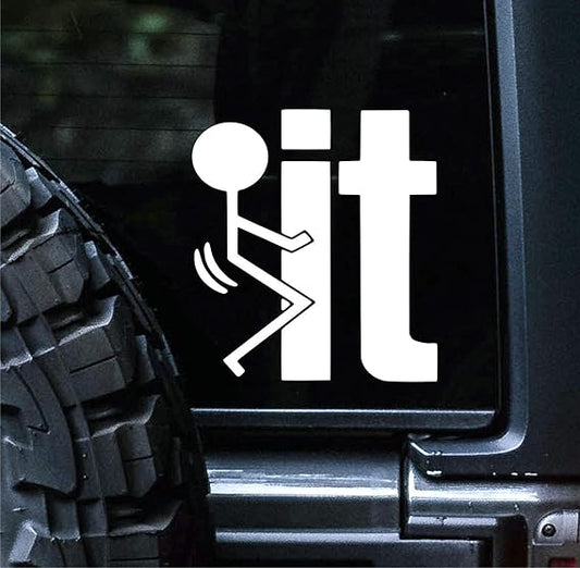 Sunset Graphics & Decals “FK It – Stick Figure F You” Funny Car Decal (White, 5x image 0